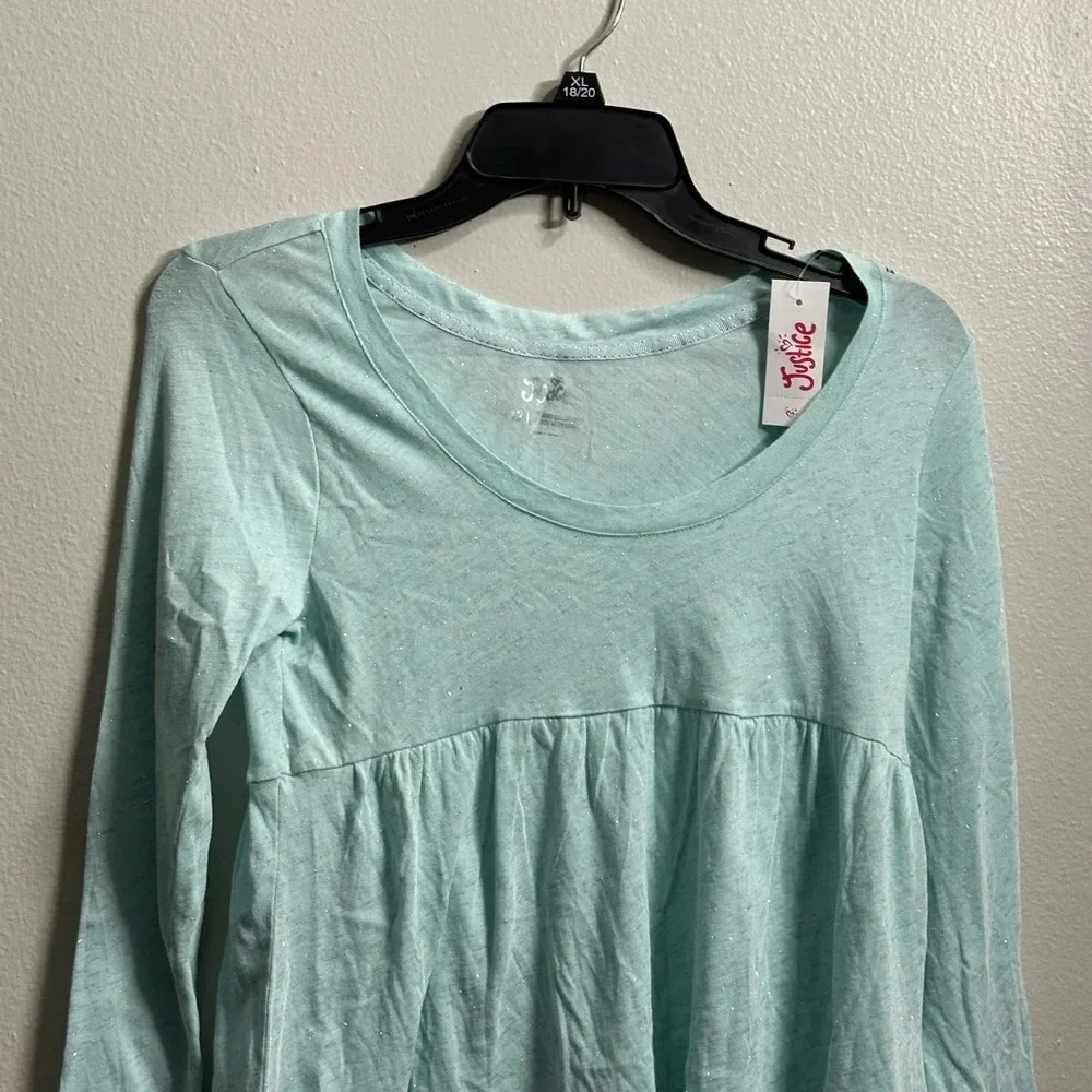 Justice Kids Girls Blue Long Sleeve‎ Blouse Size 12.